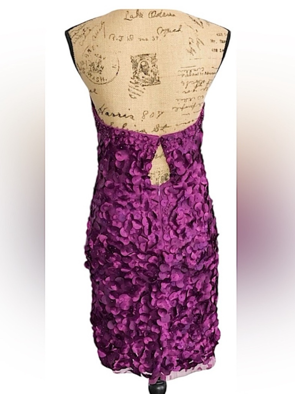 ADRIANNA PAPELL Strapless Fuchsia Floral Appliqué Cocktail Dress - Picture 5 of 8